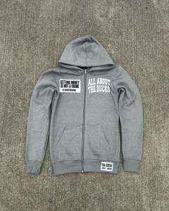 Nouveaux sweats à capuche zippés courts pour hommes en molleton français personnalisé 500 g/m² avec strass, délavé à l'acide, effet vieilli, broderie de patchs - Product Image 5