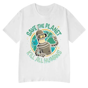 T-shirt à manches courtes pour femmes, imprimé graphique amusant, Save The Planet Kill All Humans, à la mode, vêtements d'été - Product Image 3