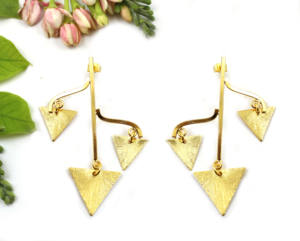 Moda minimalista 22K chapado en oro triángulo cuadrado forma geométrica gota pendiente joyería para niñas mujeres al por mayor a granel - Product Image 1