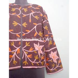 Indian Embroidery Quilted Eco-Friendly Cotton <b>Jacket</b> <b>Women</b> Winter Wear Heavy Double Pocket Bridesmaid Gift Front closure <b>jacket</b> - Product Image 3