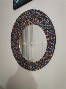 Espejo de mosaico redondo, espejo de mosaico arcoíris - Product Image 2