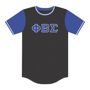 Maillot de baseball noir Phi Beta Sigma avec manches bleues, vêtements de fraternité grecque HBCU, t-shirt en maille 100% polyester - Product Image 2