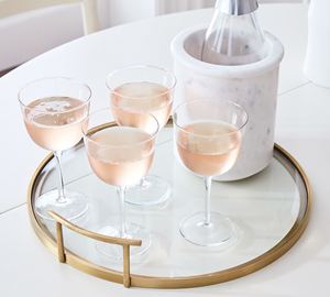 Plateau de service ovale en verre de luxe avec cadre et poignées en métal doré, plateau décoratif pour la maison, l'hôtel, la salle à manger, les cadeaux - Product Image 4