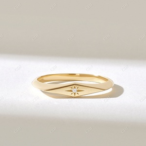 Popular Luxury 14k Solid Gold Signet Wedding <b>Band</b> Minimalist Dainty <b>Ring</b> Customized Wedding <b>Band</b> Gold Plated Proposal <b>Ring</b> <b>Band</b> - Product Image 3