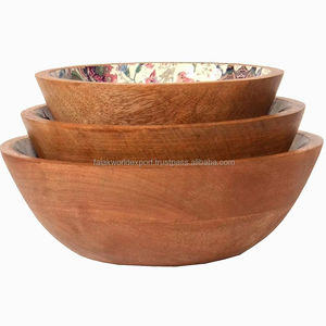 Tazones de madera de lujo para ensaladas y frutas, pieza simple, tazón de madera, uso hecho a mano para el hogar, Hotel de Falak World Export - Product Image 3