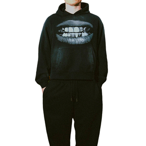 เสื้อฮู้ดสตรีทแวร์ทรงหลวมแบบโอเวอร์ไซส์ ผ้าคอตตอนถักแบบวินเทจ ซักฟอกแล้ว ระบายอากาศได้ดี ไหล่ตก สไตล์ดรอปโชว์เดอร์ รับผลิตตามแบบ OEM สำหรับฤดูหนาว - Product Image 5