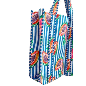 Sac fourre-tout matelassé pour femme fait à la main en coton indien motif floral imprimé sac à bandoulière pour la plage et le shopping - Product Image 2