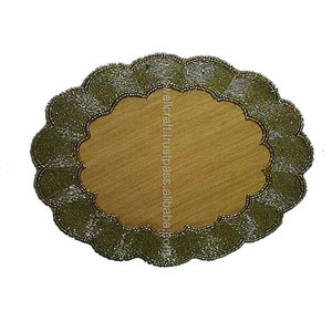 <b>Placemat</b> and <b>Beaded</b> Tablemat Set Handmade Embroidered Charger Coasters for Home Dining Decorative Table Settings - Product Image 1