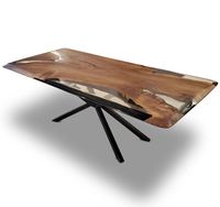 Rechteckiger Massivholz-Klapptisch mit Epoxidharz-Metallbeinen für Restaurant, Hotel, Einkaufszentrum, Modernes Design, Maßgefertigter Esstisch