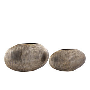 Antique Gold <b>Ribbed</b> Aluminum Tabletop <b>Vase</b> Modern Design Handmade Home & Wedding Decorative Flower Pot Hot Sale Oval Metal Pot - Product Image 5