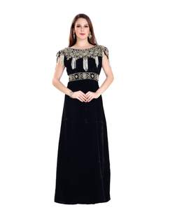 Caftán islámico marroquí de playa elegante moderno hasta el suelo de manga larga para vestido de mujer - Product Image 1