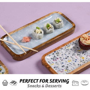 Plateau à dessert et chocolat en bois d'acaica de qualité supérieure Plateaux en bois pur de grande taille faits à la main les plus vendus - Product Image 2