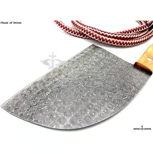 Couteau de cuisine personnalisé Damas avec manche en bois vif Gaine en cuir robuste Fait à la main Chef Cleaver DIY OEM Support - Product Image 6