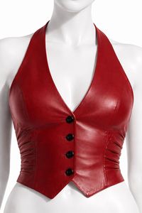 Top Bustier de Moda para Mujer, Cuello Halter, Cuero Sintético - Product Image 5