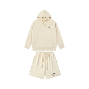 Ensemble survêtement deux pièces unisexe pour homme, couleur contrastée, sweat-shirt et short, 100% coton, coupe-vent, séchage rapide, grande taille pour l'hiver - Product Image 4