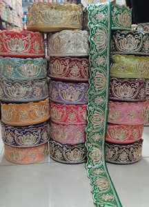 Custom Made with Mirror Work Machine Embroidered Ribbons & Laces in Various Designs & Colours for Wedding Dresses - Product Image 3