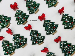 Fashion Christmas Holiday Festive Seed Beaded Customizable Red <b>Earrings</b> Tree/Santa Snowflake Beaded Heggie <b>Earrings</b> - Product Image 3