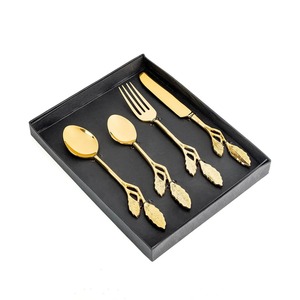 ชุดเครื่องใช้บนโต๊ะอาหารสีทองลายใบไม้หรูหราจำนวน4ชิ้นเครื่องใช้บนโต๊ะอาหารระดับพรีเมียมสำหรับตกแต่งห้องอาหารของราชวงศ์ของขวัญงานแต่งงานร้านอาหารที่เสิร์ฟบนโต๊ะอาหาร - Product Image 5