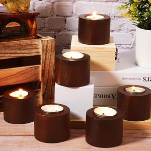 9 Pcs Wooden <b>Tea</b> <b>Light</b> Candle Holders Natural Wood Votive Tealight Holder Rustic Candle Holders for Wedding Birthday Halloween - Product Image 3