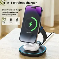 Support de charge sans fil 3 en 1 Base de chargeur de téléphone Smartwatch Chambre Bureau Station de charge pour Smartphone Type C Chargeur Montre Rapide