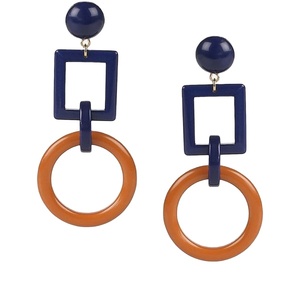 Juego de pendientes de madera hechos a mano, conjunto de pendientes de madera pulida en forma redonda de estilo europeo y americano - Product Image 3