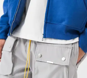 เสื้อฮู้ดผ้าโพลีเอสเตอร์/ คอตตอนของผู้ชายเสื้อสเวตเตอร์ขนแกะมีซิปขนาดใหญ่พิเศษสำหรับฤดูหนาวโลโก้ตามสั่ง - Product Image 5