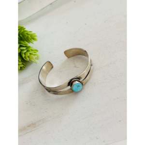 South Hill Turquoise & Sterling <b>Silver</b> <b>Cuff</b> <b>Bracelet</b> Handmade by Navajo Artists Fashion Accessory - Product Image 4