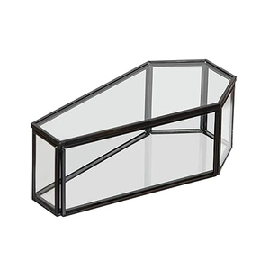 Mini caja de vidrio Anillo de almacenamiento y pendiente y brazalete Caja transparente de vidrio con base negra de metal Producto de la mejor calidad para el hogar Acabado negro - Product Image 2