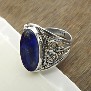 Anillo de piedras preciosas de Plata de Ley 925 al por mayor, joyería artesanal con apariencia de lapislázuli azul natural con certificado de compromiso (IGI) para mujeres y niñas - Product Image 2