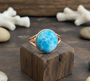 Anillo de Plata de Ley Personalizado con Certificación de Tercera Parte, Engaste de Bisel, Turquesa Sleeping Beauty, Bañado en Oro Rosa - Product Image 3