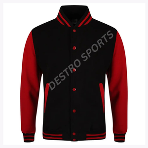 Veste universitaire en cuir personnalisée pour hommes avec écusson brodé à la hausse veste Streetwear à ourlet côtelé de style bombardier - Product Image 2