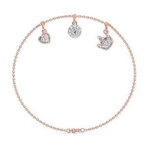 Dainty Gold Diamond Round Bracelets Cadeaux pour elle 14K Gold Diamond Round Bracelet Gold Heart Bracelet Minimalist - Product Image 2