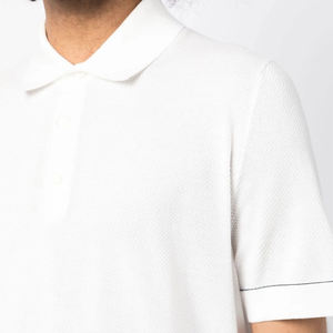 Polo informal de manga corta de verano para hombre, algodón 100% contrastante con borde, transpirable y cómodo - Product Image 5