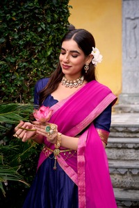 Lehenga Choli en polycoton pour occasions spéciales avec broderie en zari, fabricant et fournisseur de mode féminine - Product Image 5