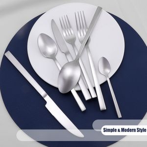 Juegos de Cubiertos de Acero Inoxidable Plateados, Juego de Tenedor, Cuchillo y Cuchara, Juego de Cubiertos de Plata para Fiestas al por Mayor - Product Image 6