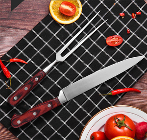 Juego de cuchillos y tenedor para tallar, juego de cuchillos para barbacoa con mango de madera, 2 uds. - Product Image 5