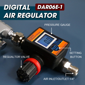 Régulateur d'air numérique LEMATEC 1/4 pouce 0-150 PSI avec manomètre LCD pour pistolet de pulvérisation et outils pneumatiques - Product Image 6