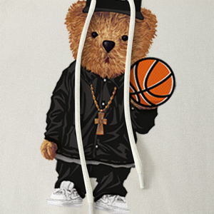 เสื้อสวมหัวมีฮู้ดทรงหลวมสำหรับผู้ชายเสื้อสเวตเตอร์เปิดไหล่พิมพ์ลายปักแบบกำหนดเอง - Product Image 4