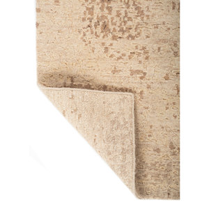 พรมขนสัตว์ถักมือสีเบจและสีน้ำตาลลายแบบนามธรรม ยี่ห้อ Uvenuti รุ่น AIWL-3082 สำหรับห้องนั่งเล่น ทางเข้าบ้าน และโถงทางเดิน เหมาะสำหรับวัยรุ่น - Product Image 5