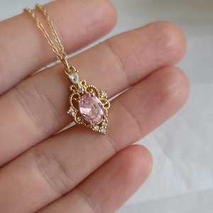 Pendentif élégant en quartz rose, argent sterling 925 plaqué or 14 carats, bijoux faits à la main, cadeau pour elle - Product Image 5