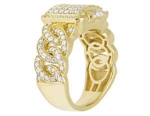 Gold Plated Cuban Style Iced Out Moissanite <b>Ring</b> <b>for</b> <b>Men</b> 925 <b>Silver</b> Hip Hop VVS Diamond Jewelry - Product Image 4