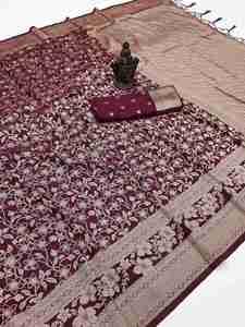 Vêtements occasionnels Soft Khadi Georgette Avec Tissage Travail Saree Femme Mode Vente en Gros Usine Fabricant et Fournisseur - Product Image 5