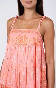 Ajustado hombro cóctel trabajo verano sin mangas moda bordado estampado Mini longitud vestido de fiesta - Product Image 3