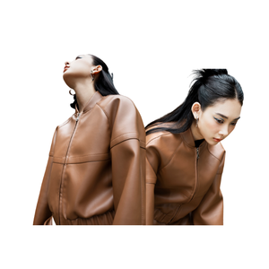 แจ็กเก็ตบอมเบอร์หนัง Chasi กันน้ำสำหรับผู้หญิงออฟฟิศผลิตจากหนังวีแกนผู้ผลิตจากเวียดนาม - Product Image 2