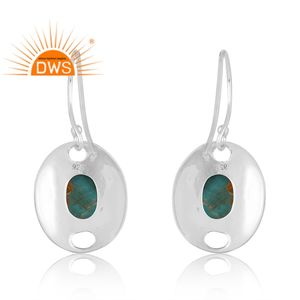 Pendientes Colgantes de Plata de Ley Oxidada con Turquesa Natural de Kingman, Última Tendencia, Proveedor de Joyería Personalizada - Product Image 4