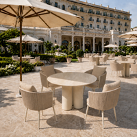 Ensemble de salle à manger d'extérieur pour hôtel-resort, fauteuils en corde tressée résistants aux UV, mobilier de patio personnalisé OEM
