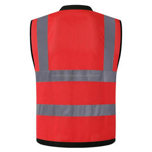 Hi Vis Polyester Mesh Vest for Men Reflective Construction Work Clothes with Zipper Pockets Workwear Safety Jacket - Product Image 3