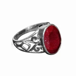 Nhẫn Bạc Tự Nhiên Của Hoàng Gia Hồng Ngọc 925, Trang Sức Thời Trang Bán Buôn Nhẫn Ruby Ấn Độ Nhẫn Nữ Bạc, Nhẫn Đẹp