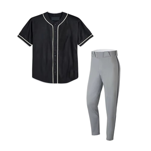 เครื่องแบบเบสบอลสำหรับเยาวชนมาใหม่ชุดเบสบอลคุณภาพสูงคอเสื้อคอวีสีทึบ - Product Image 1