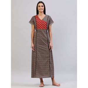 Evolove Women's Super Soft 100% Cotton Printed Maxi Nightgown Long Sleepwear for Ladies ODM Size 3XL - Product Image 2